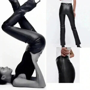 Zara Black flare faux leather pants  leggings size S